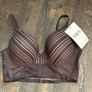 True&Co Charcoal She Walks in Beauty + Light Bra Women's Size 36 C New With Tags